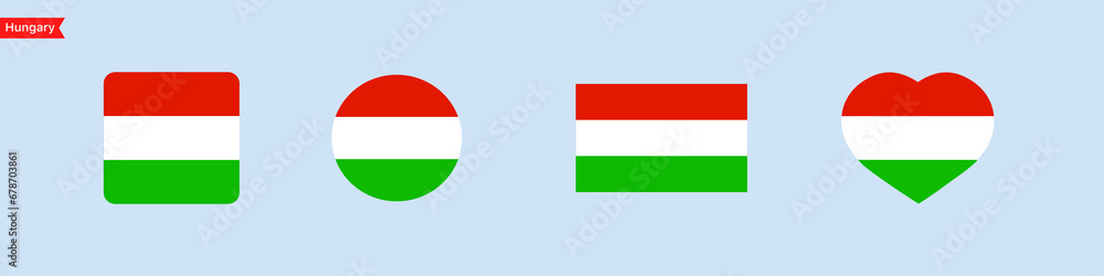 Poster national flag of hungary. isolated flag symbols for language selection. hungary flag icons in the sh