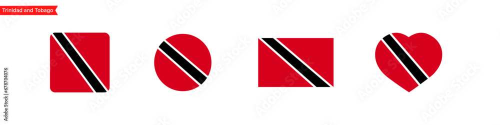 Poster national flag of trinidad and tobago. flag in the shape of a square, circle, heart. trinidad and tob
