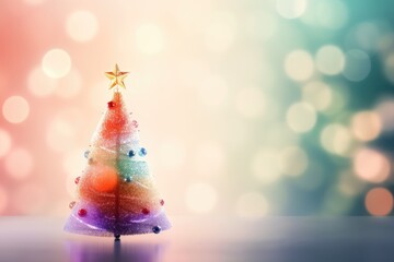 colorful christmas tree greeting card illustration - obrazy, fototapety, plakaty