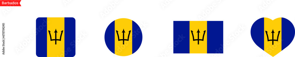 Poster national flag of barbados. isolated flag symbols for language selection. barbados flag icons in the 