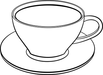 White Coffee Cup for Coloring. Vector Illustration of a Cup with Fragrant Coffee.