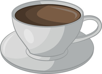 White Coffee Cup. Vector Illustration of a Cup with Fragrant Coffee.