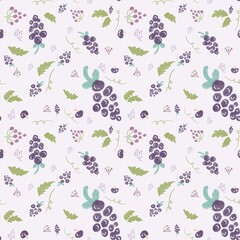 Grapes fruit seamless pattern illustration