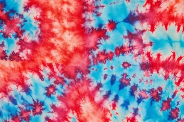 Fotobehang Tie dye shibori psychedelic 60s, 70s pattern. Watercolour vivid abstract texture. Tie Dye colourful background. Hand drawn ornamental. Print for textile, fabric, wallpaper, wrapping paper © Happy Lab
