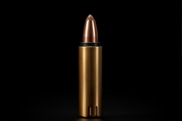 one cartridge bullet isolated on black