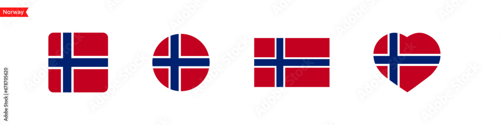 Poster national flag of norway. norway flag icons for language selection. norway flag in the shape of a squ