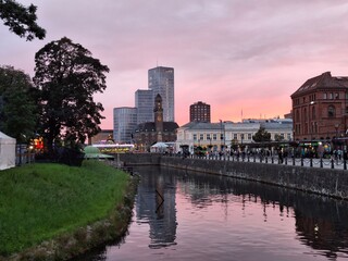 city skyline at sunset, Malmö Sweden