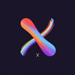 Obraz na płótnie Canvas Minimalist style logo, the letter X is composed of abstract lines, flat 2D created with Generative Ai