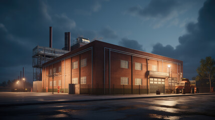 Fototapeta na wymiar Hyperrealistic Light-Filled Industrial Building: Clean Design