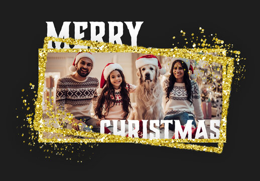 Gold Christmas Frame Mockup with White Typography
