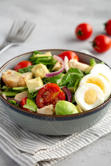 Homemade Honey Mustard Chicken Salad in a Bowl, side view. Close-up.