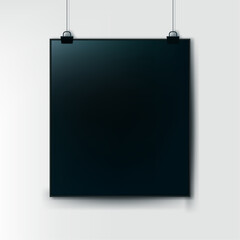 vector realistic photo frame hanging on white paper