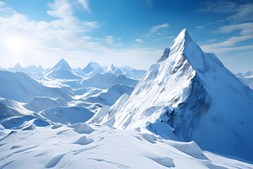 Naklejka premium Snow covered mountains with sharp peaks ai generated art.