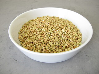 Buckwheat: hulled buckwheat grains in a bowl
