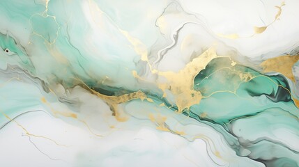 Marble textured background with luxurious green, gold and white colors. Generative AI