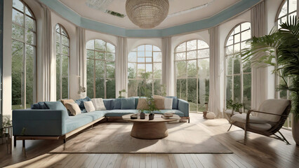 Luxurious interior design living room in a functional and beautiful house in German style