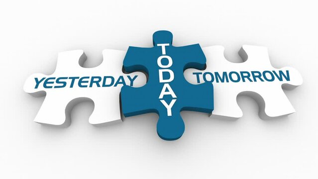 Yesterday Today Tomorrow Puzzle Pieces Past Present Future 3d Animation