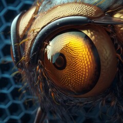 Closeup of an angry bee eye in futuristic hi-tech style - 678711029