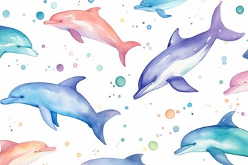 Blue nature design water ocean pattern sea dolphin background underwater seamless
