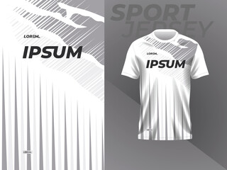 white and grey shirt sport jersey mockup template design for soccer, football, racing, gaming, motocross, cycling, and running 