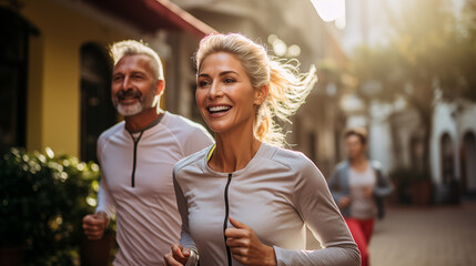 Obraz premium couple running in the city