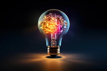 Foto op Plexiglas Vibrant Light Bulb Illuminating the Depths of Mental Health Generative AI © j@supervideoshop.com