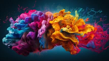 Obraz na płótnie Canvas Vibrant Colorful Abstract Human Brain - A Creative Representation of Creativity and Imagination