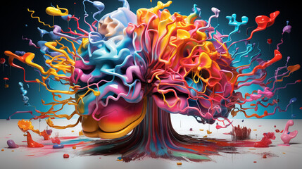 Vibrant Colorful Abstract Human Brain - A Creative Representation of Creativity and Imagination