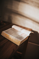 old book on wooden table bible