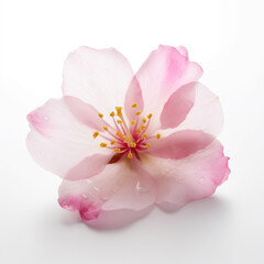 Macro Shot of  Pink Cherry Blossom Against  White Background