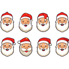 sticker set of santa claus.flat cartoon design.