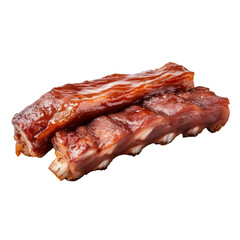Piece of ribs on white transparent background