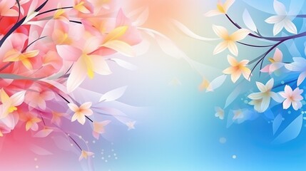 Fototapeta premium Abstract art luxury minimal style wallpaper with spring flower and leaves, background for banner, poster, web packaging, Generative AI