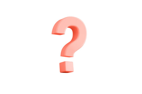 Pink pastel color question mark isolated on transparent background 3D rendering