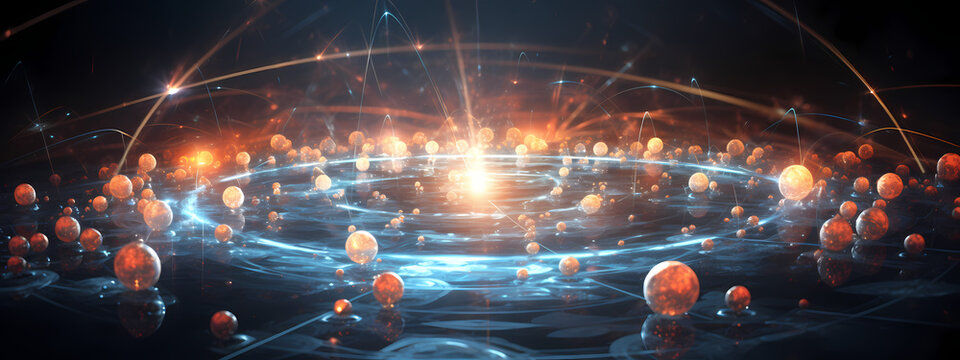A conceptual image of a quantum entanglement with particles interconnected through space and time