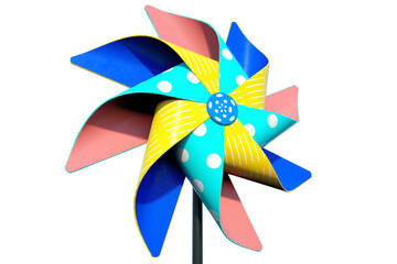 colorful pinwheel children's toy isolated on transparent background, 3d render