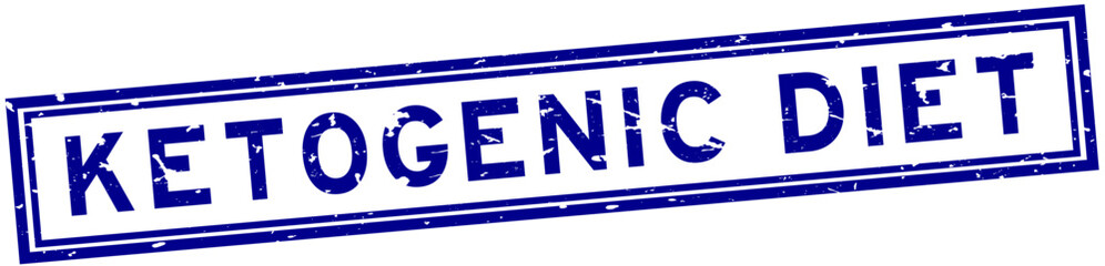 Grunge blue ketogenic diet word square rubber seal stamp on white background