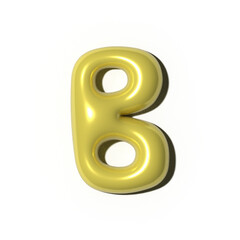 3D alphabet letter resembling a playful balloon. For adding a touch of childlike wonder to school projects, children's books, birthday party invitations, cartoon-themed designs.