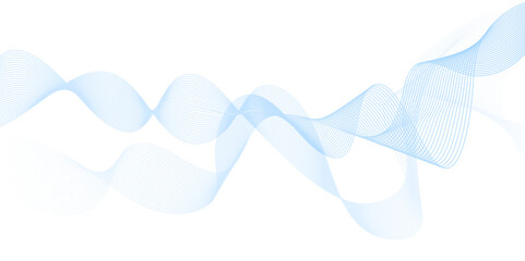 Abstract blue wave element isolated on white, vector file .Abstract colorful wave element for design. Digital frequency track equalizer. Stylized line art background.Vector illustration.