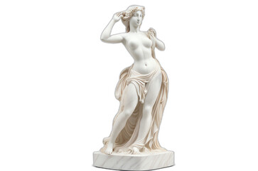 Marble statue of a greek goddess Venus isolated on plain white background from Generative AI