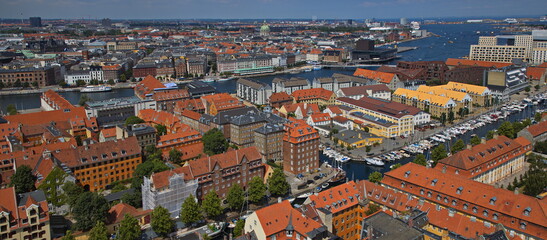 Fototapeta na wymiar View of Copenhagen from the tower of Vor Frelsers Church, Denmark, Europe, Northern Europe 