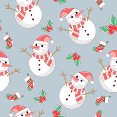 seamless pattern with snowman