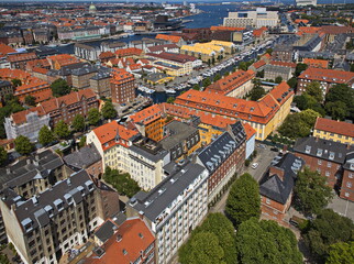 View of Copenhagen from the tower of Vor Frelsers Church, Denmark, Europe, Northern Europe
