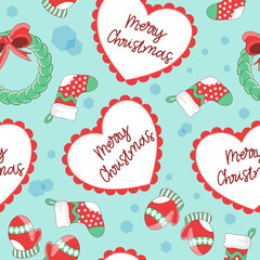 Vector seamless pattern Christmas day on a green pastel background