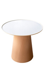 Modern round coffee table or end table isolated on transparent background, The Luxury white round wooden table, PNG File