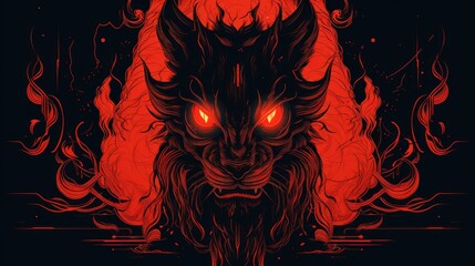 Scary horror background with spooky monster, Halloween wallpaper, Generative AI