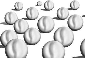 sketch of several balls with shadows on a white background