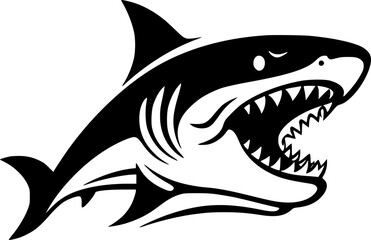 Fototapeta premium Shark | Black and White Vector illustration