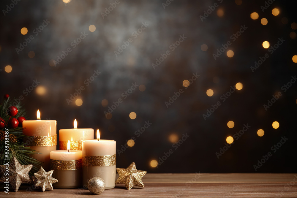 Aufkleber christmas-themed candle and craft projects displayed background with empty space for text