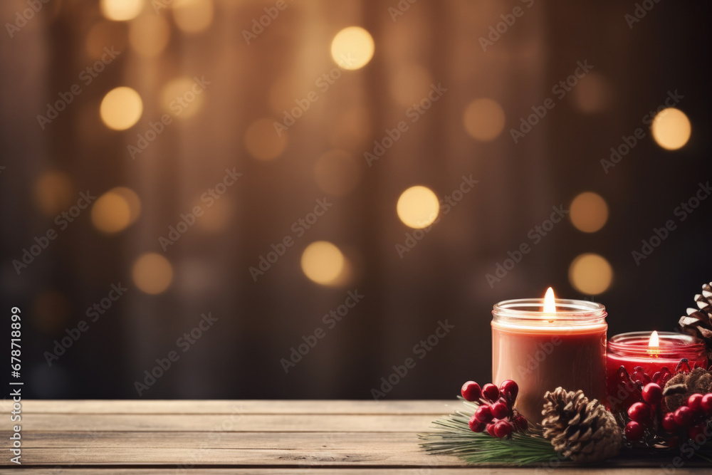 Aufkleber christmas-themed candle and craft projects displayed background with empty space for text